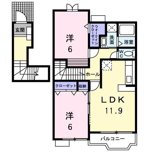 プリムローズMYT II(2LDK/2階)の間取り写真