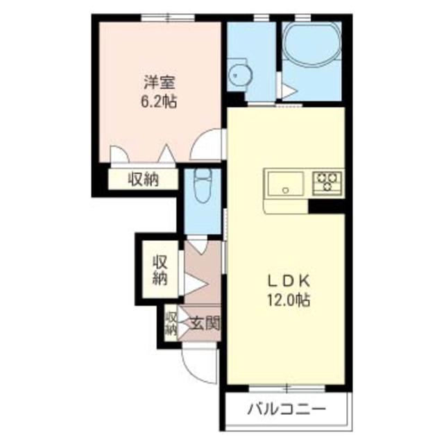 プレミアスA(1LDK/1階)の間取り写真