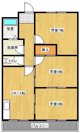 メゾンラフィーネ(3DK/2階)の間取り写真