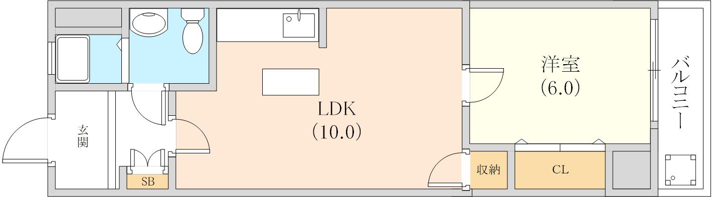 ニュー楠丘(1LDK/5階)の間取り写真