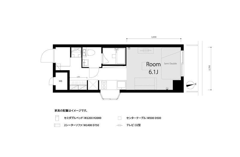 ダイアパレス御徒町第三(ワンルーム/4階)の間取り写真