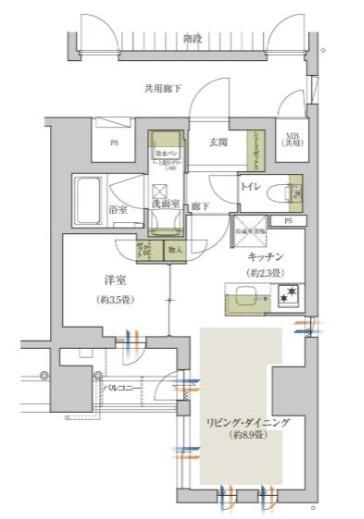 ローレルアイ京都四条大宮(1LDK/4階)の間取り写真
