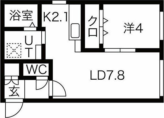 CARDANO麻生(1LDK/2階)の間取り写真