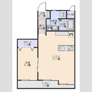 CASA ABITARE(1LDK/2階)の間取り写真