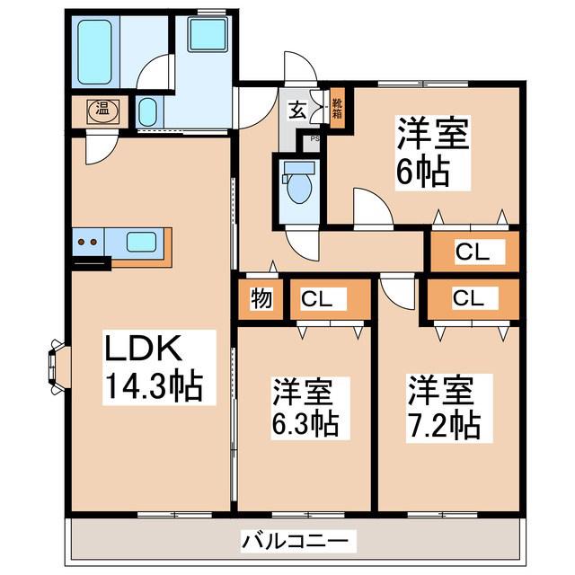 ルパレブリヤン ヴィヨレ(3LDK/3階)の間取り写真