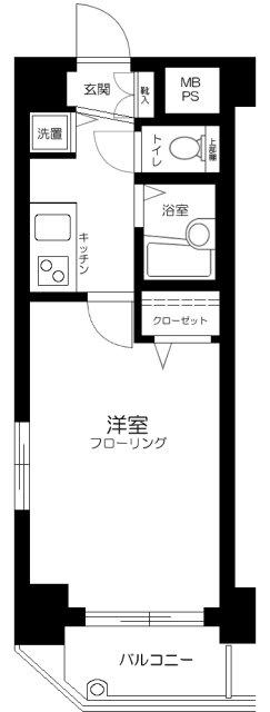 ジュエル荏原中延(1K/3階)の間取り写真