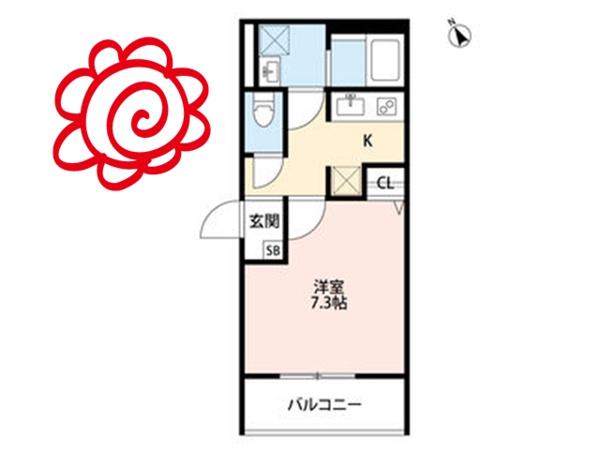 リトレ徳庵(1K/2階)の間取り写真