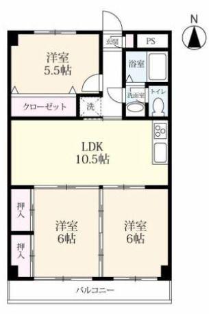 ハイツ・イースト(3LDK/3階)の間取り写真