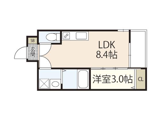 S-MOVE庚午北NEO(1LDK/4階)の間取り写真