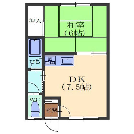 ハウス岡商(1DK/2階)の間取り写真