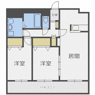 ロイヤルヒルズ(2LDK/4階)の間取り写真
