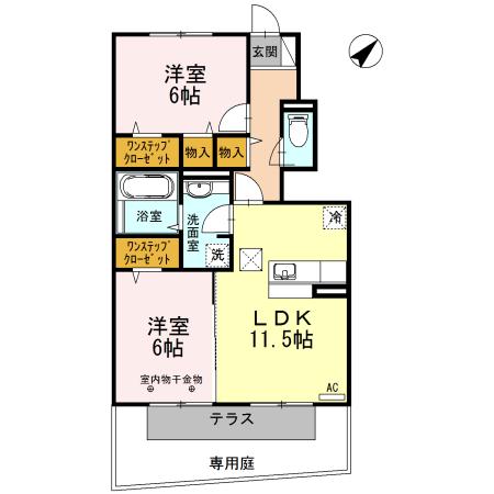 ミルパーチェ(2LDK/1階)の間取り写真