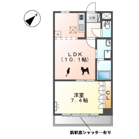 ネオコスモ(1LDK/1階)の間取り写真