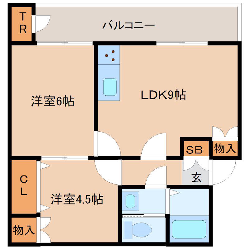 ガーデンハイツ都府楼(2LDK/3階)の間取り写真