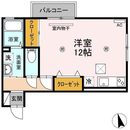 レセンテ林(ワンルーム/1階)の間取り写真