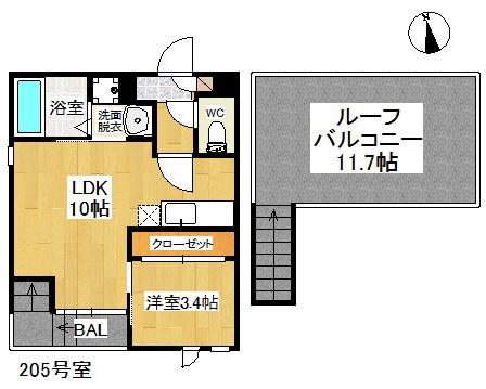 GRANDTIC K1(1LDK/2階)の間取り写真