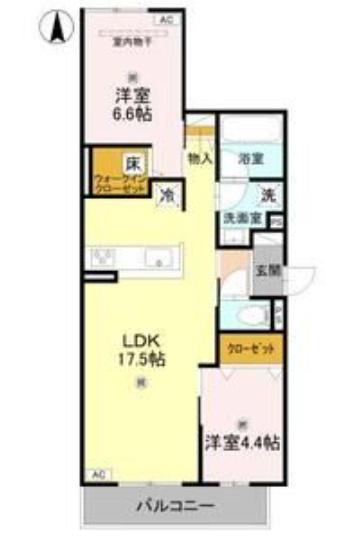 エクレール沢之町(2LDK/2階)の間取り写真
