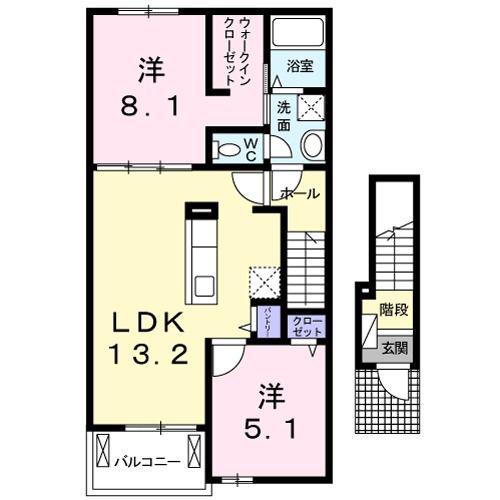 ディアマンテ(2LDK/2階)の間取り写真