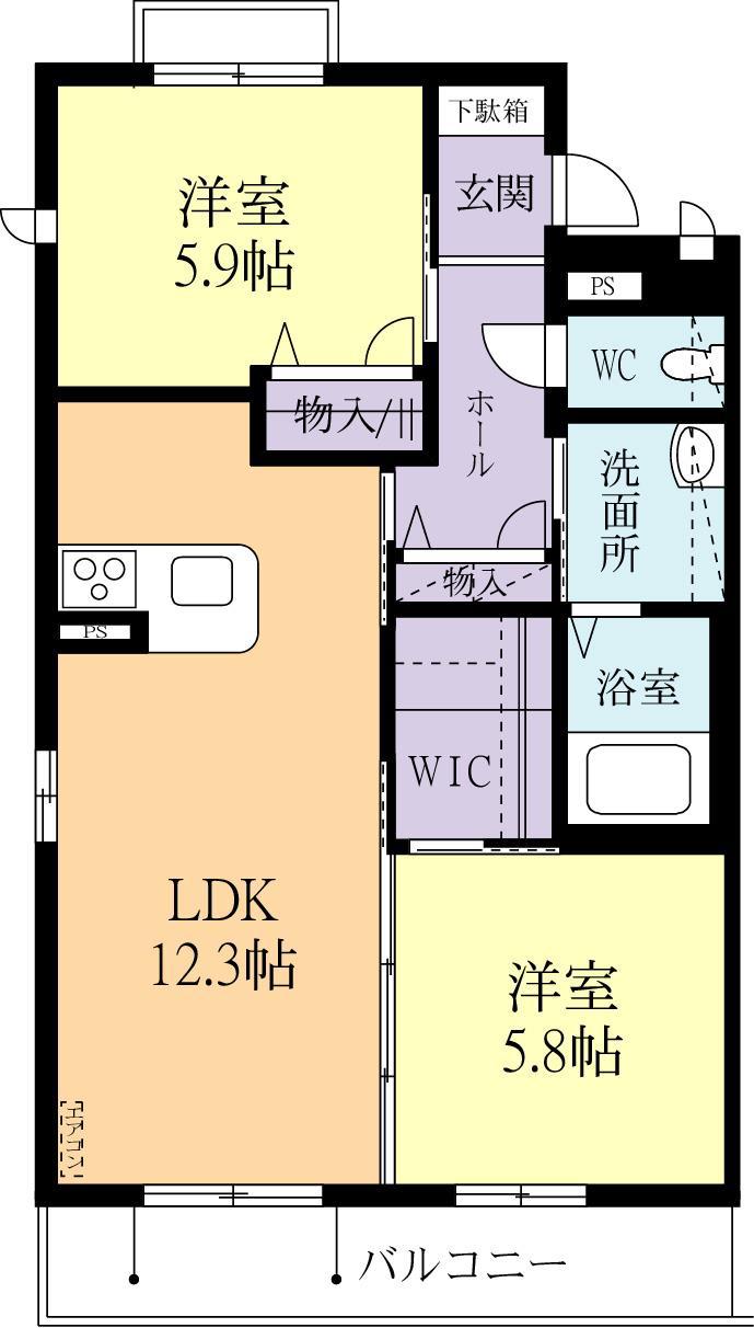 マストライフみどりの H(2LDK/1階)の間取り写真