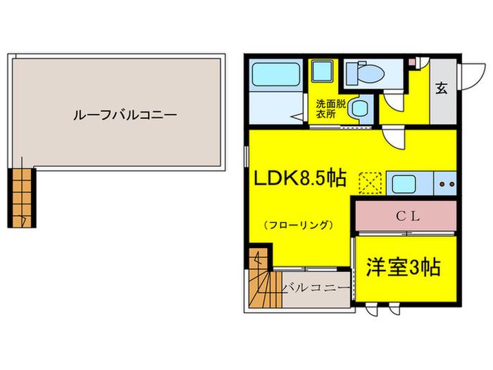 GRANDTIC RIZ 高宮(1LDK/2階)の間取り写真