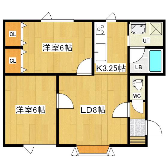 コーポ北上(2LDK/2階)の間取り写真
