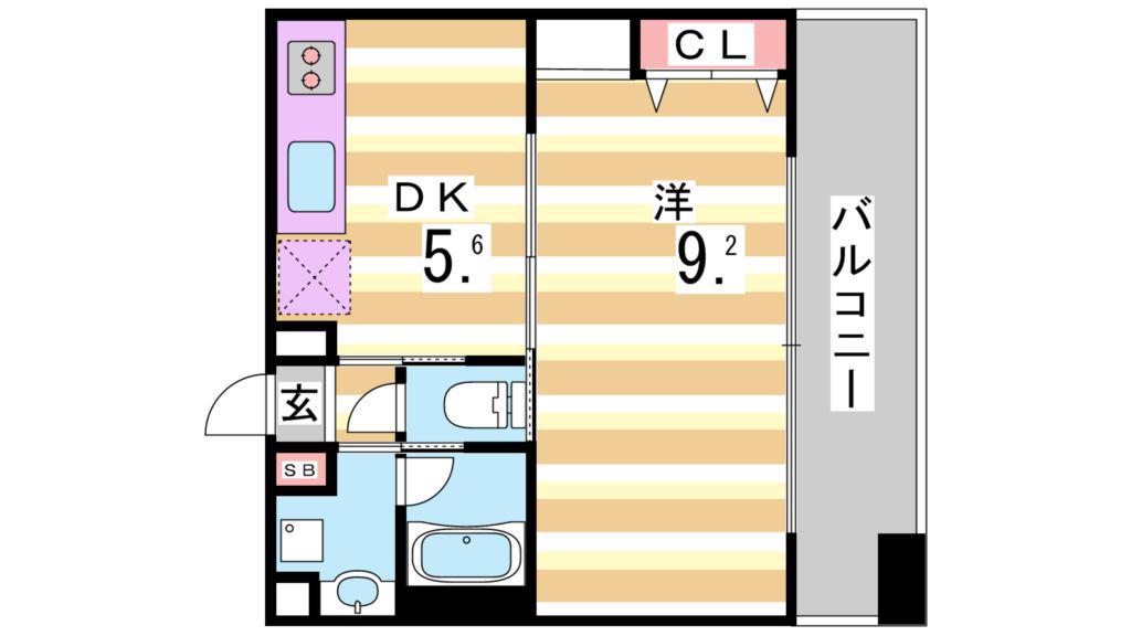 プレジール三ノ宮(1DK/2階)の間取り写真
