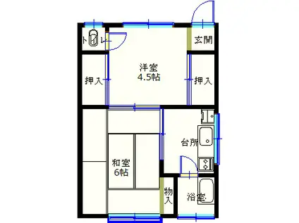 ハイツアルテ(2K/2階)の間取り写真