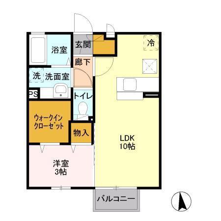 サニーテラスII(1LDK/1階)の間取り写真