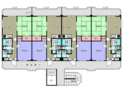 ロイヤルプレステージ新町(2DK/3階)の間取り写真