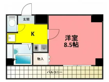 ブランハイム(1K/3階)の間取り写真