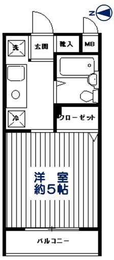 フォンティーヌ明大前(1K/2階)の間取り写真
