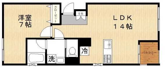 丘テラス神楽坂(1LDK/2階)の間取り写真
