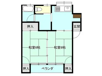 コーポ村上(2K/2階)の間取り写真