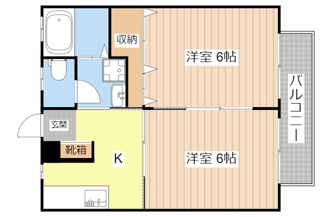ハイツ田園(2DK/2階)の間取り写真