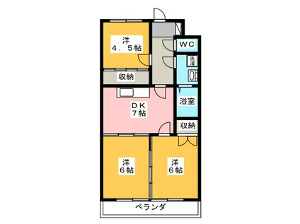 エヌタス西河渡 B棟(3DK/3階)の間取り写真