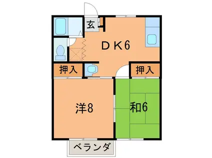 コスモハイツ(2DK/1階)の間取り写真