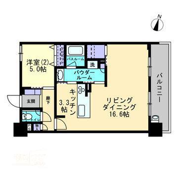 アルファゲートタワー福山駅前(1LDK/17階)の間取り写真