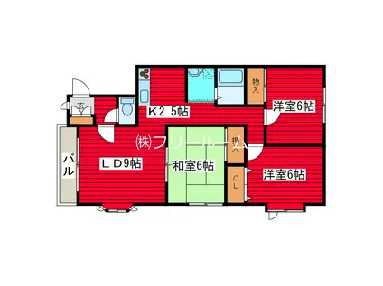 グランドール西岡(3LDK/2階)の間取り写真