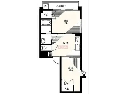 エクセル世田谷(2DK/3階)の間取り写真