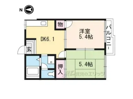 タウニィほととぎす亀岡(2DK/2階)の間取り写真