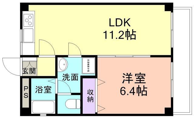 箕西マンション(1LDK/2階)の間取り写真