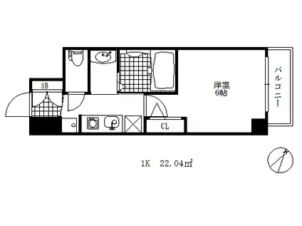 エステムコート神戸湊町(1K/3階)の間取り写真