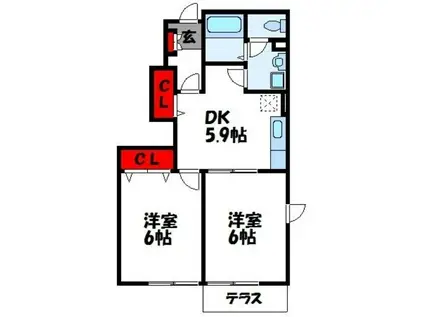 ウェイホームあまづつみA(2DK/1階)の間取り写真