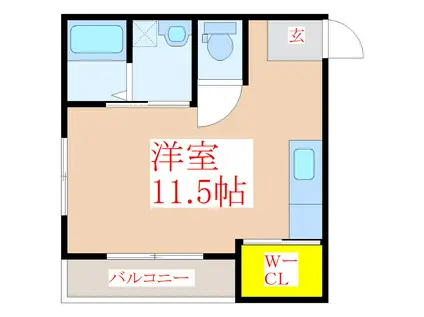 スペースIV(ワンルーム/1階)の間取り写真