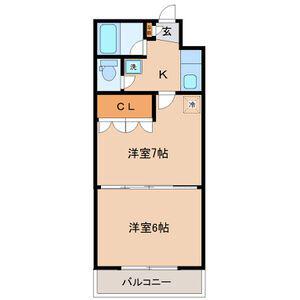イーグルハイツ萩野町(2K/4階)の間取り写真