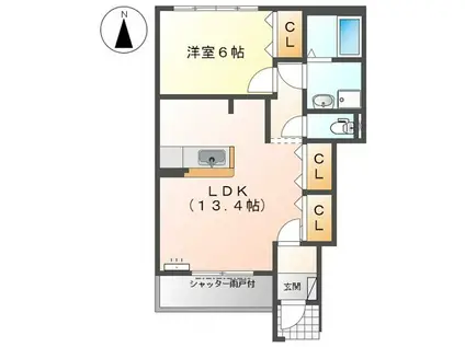 ハイツ樹々PLUSII(1LDK/1階)の間取り写真