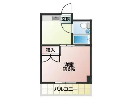 京王相模原線 京王永山駅 徒歩20分 3階建 築39年(1K/3階)の間取り写真