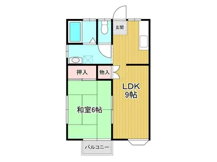 清見あずまハイツ(1LDK/2階)の間取り写真