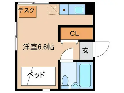 エルスタンザ世田谷千歳(ワンルーム/1階)の間取り写真