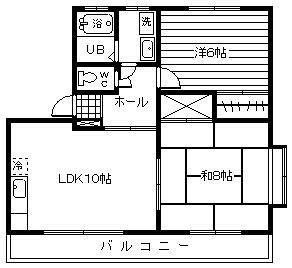 マスカットハイツB(2LDK/2階)の間取り写真